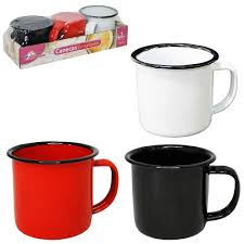 CANECA ESMALTADA 80ML 3PC CORES SORTIDAS